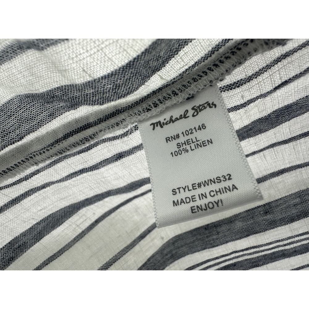 Michael Stars 100% Linen Amelee Beach Stripe Caftan Dress Tie Women's Medium - Picture 7 of 12